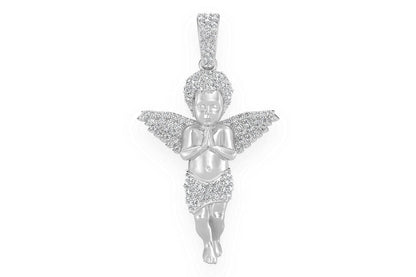 PRAYING ANGEL DIAMOND PENDANT 14K SOLID GOLD .50CTW