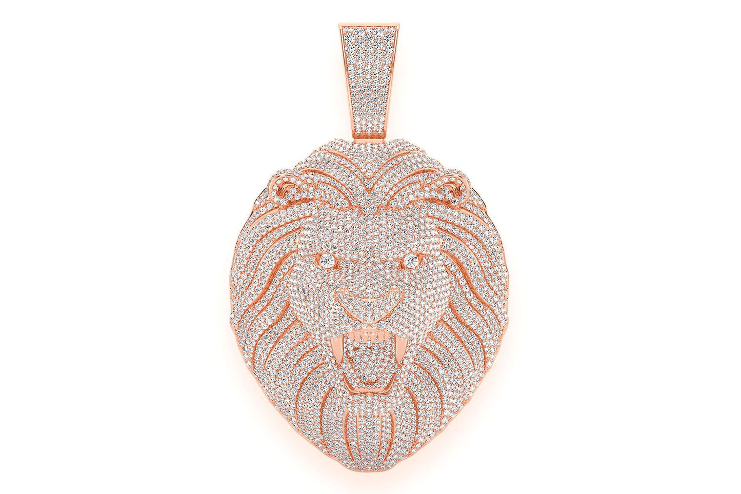 LION DIAMOND PENDANT 14K SOLID GOLD 15.00CTW