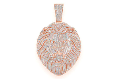 LION DIAMOND PENDANT 14K SOLID GOLD 15.00CTW