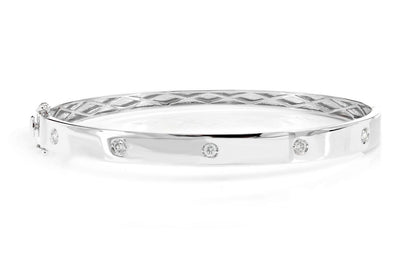 DIAMOND GYPSY SET BANGLE BRACELET 14K SOLID GOLD 0.90CTW