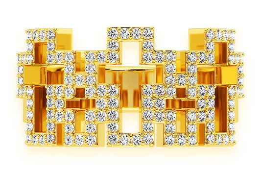 INEL CU CINCI DIAMANTE, AUR MASIV DE 14K, 0.50CT