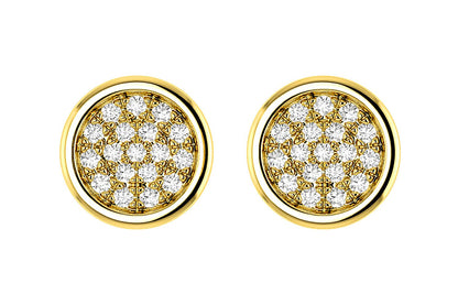 BEZEL SET DIAMOND CLUSTER STUD EARRINGS 14K SOLID GOLD 0.05CTW