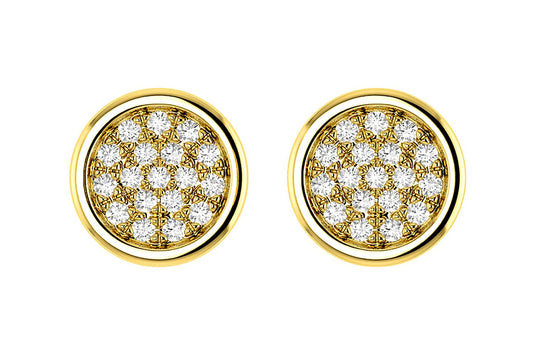 CERCEI ȘTIF CU DIAMANTE, SET BEZEL, AUR MASIV DE 14K, 0.05CT
