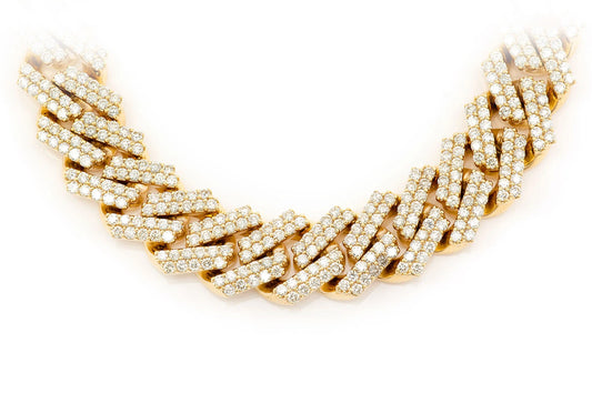COLIER CU DIAMANTE CUBANEZE MIAMI ÎN RIȘCARE DE 13 MM, AUR MASIV DE 14K, 28.25 CT