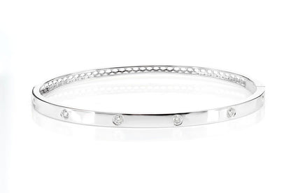THIN GYPSY SET DIAMOND BANGLE BRACELET 14K SOLID GOLD 0.35CTW