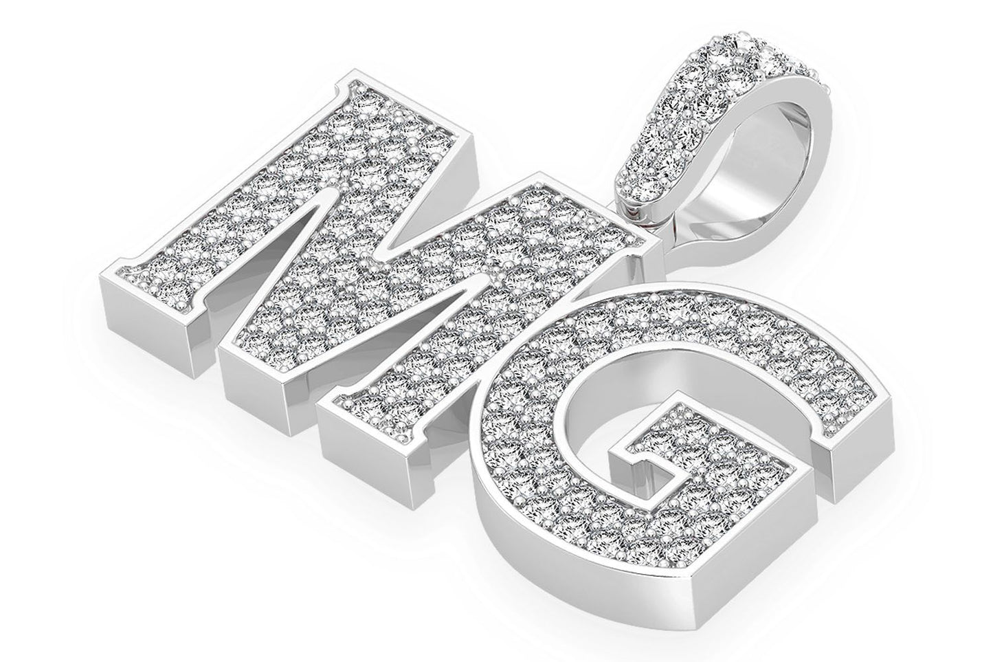 CUSTOM HEAVY SERIF LETTER NAMEPLATE DIAMOND PENDANT 14K SOLID GOLD