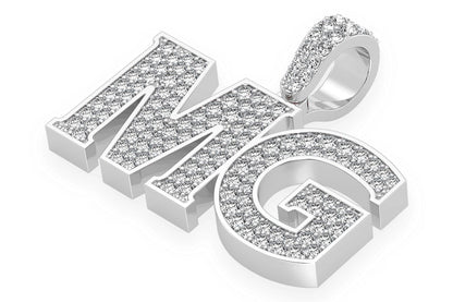CUSTOM HEAVY SERIF LETTER NAMEPLATE DIAMOND PENDANT 14K SOLID GOLD