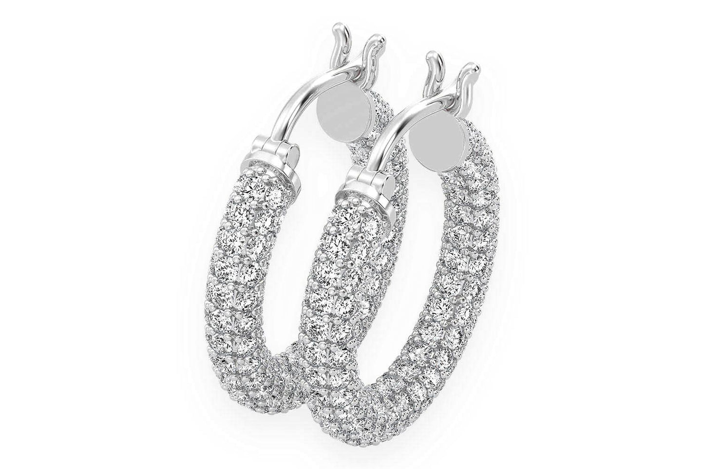 BUBBLY HOOP ETERNITY DIAMOND EARRINGS 14K SOLID GOLD 3.00CTW