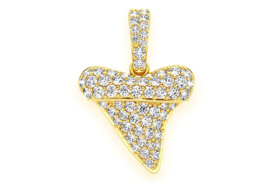 SHARK TOOTH DIAMOND PENDANT 14K SOLID GOLD 0.60CTW