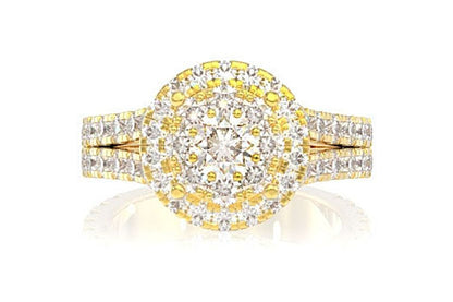DOUBLE HALO SPLIT SHANK DIAMOND ENGAGEMENT RING 2.00CTW - 14K SOLID GOLD
