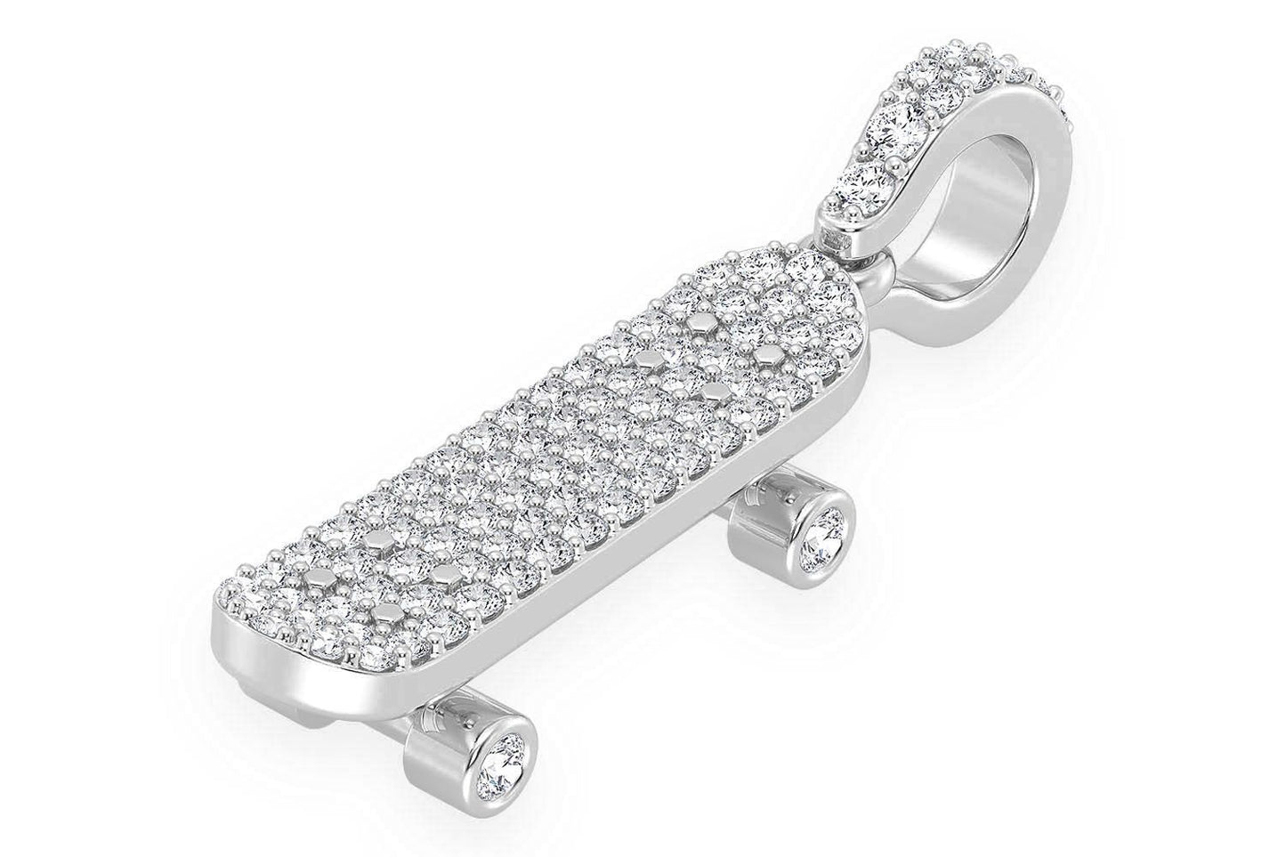 SKATEBOARD DIAMOND PENDANT 14K SOLID GOLD 0.35CTW