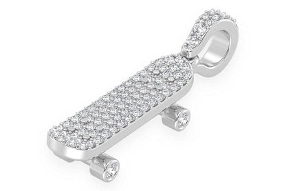 SKATEBOARD DIAMOND PENDANT 14K SOLID GOLD 0.35CTW