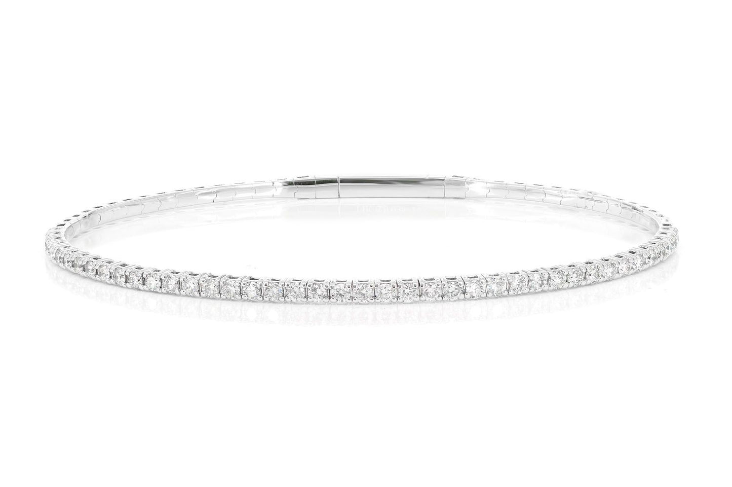 PRONG SET DIAMOND FLEX BANGLE TENNIS BRACELET 2.00CTW 14K SOLID GOLD