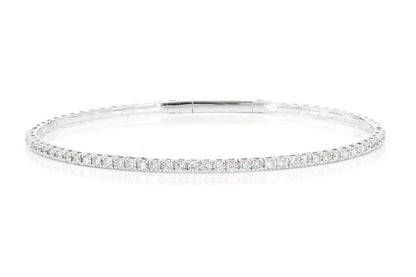 PRONG SET DIAMOND FLEX BANGLE TENNIS BRACELET 2.00CTW 14K SOLID GOLD