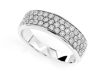 THREE ROW MIRACLE SET DIAMOND BAND RING 14K SOLID GOLD 0.30CTW