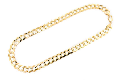 13MM FLAT CURB LINK 14K SOLID GOLD CHAIN