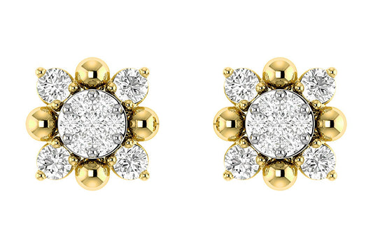 STARBURST DIAMOND STUD EARRINGS 14K SOLID GOLD 0.20CTW