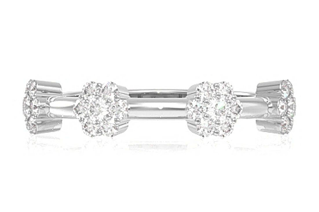 INEL CU DIAMANTE ȘI CLUSTER DE FLORI, AUR MASIV DE 14K, 0.65CT