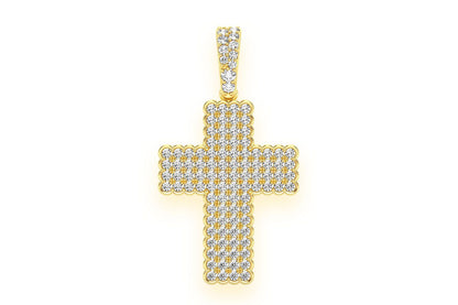 BEZEL BORDER CROSS DIAMOND PENDANT 14K SOLID GOLD .90CTW