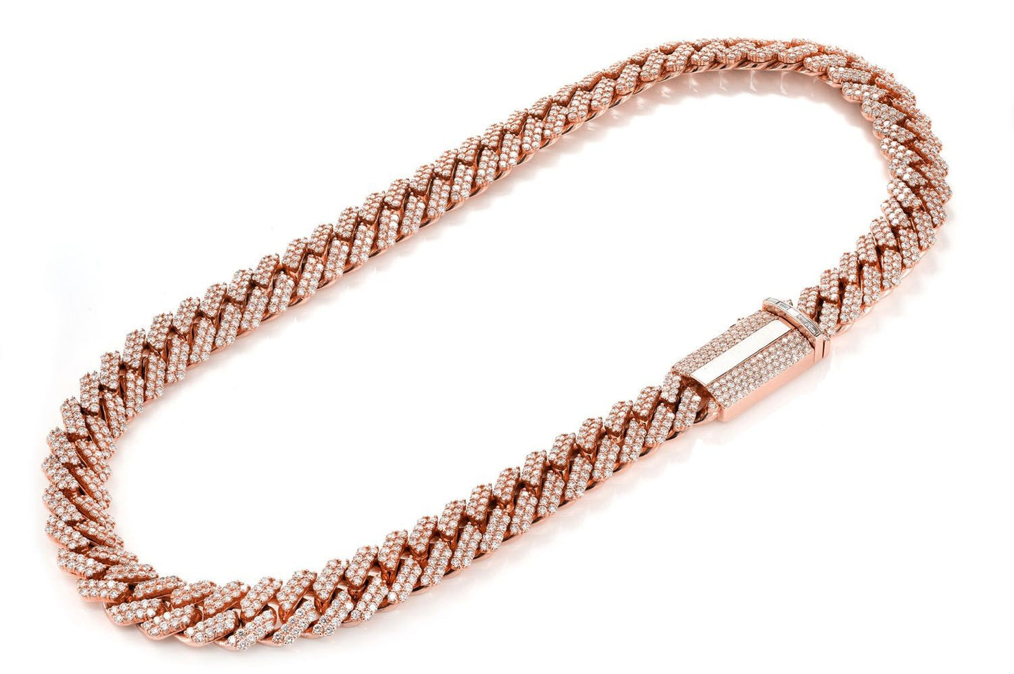 14MM RAISED PRONG DIAMOND CUBAN NECKLACE 14K SOLID GOLD 38.00CTW