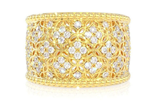 MILGRAIN WIDE DIAMOND RING 14K SOLID GOLD 0.90CTW