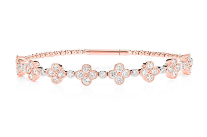 Браслет-браслет MILGRAIN DIAMOND CLOVER FLEX, цельное золото 14 карат, 2,80 карата