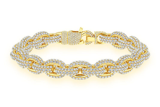 10MM ELONGATED ROLO DIAMOND BRACELET 14K SOLID GOLD 13.70CTW