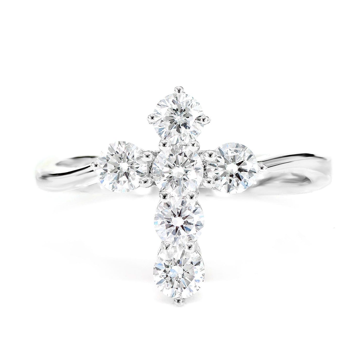 POINTED CROSS DIAMOND RING 14K SOLID GOLD 0.90CTW