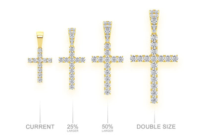 MIRACLE SET CROSS DIAMOND PENDANT 14K SOLID GOLD 0.15CTW
