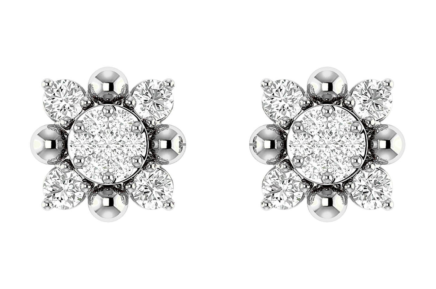 CERCEI CU DIAMANTE STARBURST, AUR MASIV DE 14K, 0.20CT