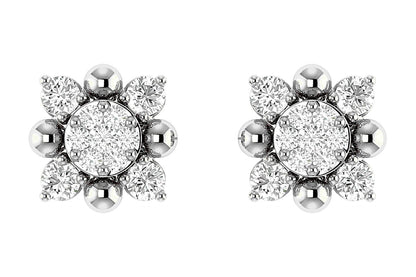 CERCEI CU DIAMANTE STARBURST, AUR MASIV DE 14K, 0.20CT