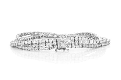 6PT THREE ROW PRONG SET DIAMOND TENNIS BRACELET 14K SOLID GOLD 12.75CTW