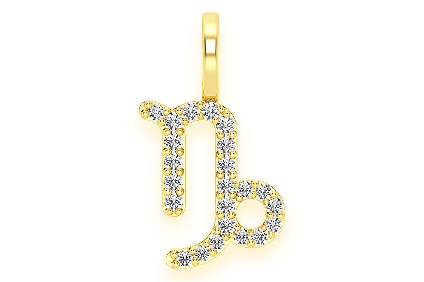 CAPRICORN ZODIAC DIAMOND PENDANT 14K SOLID GOLD 0.10CTW