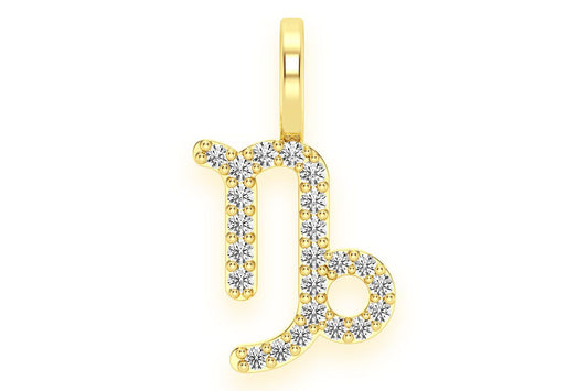 CAPRICORN ZODIAC DIAMOND PENDANT 14K SOLID GOLD 0.10CTW
