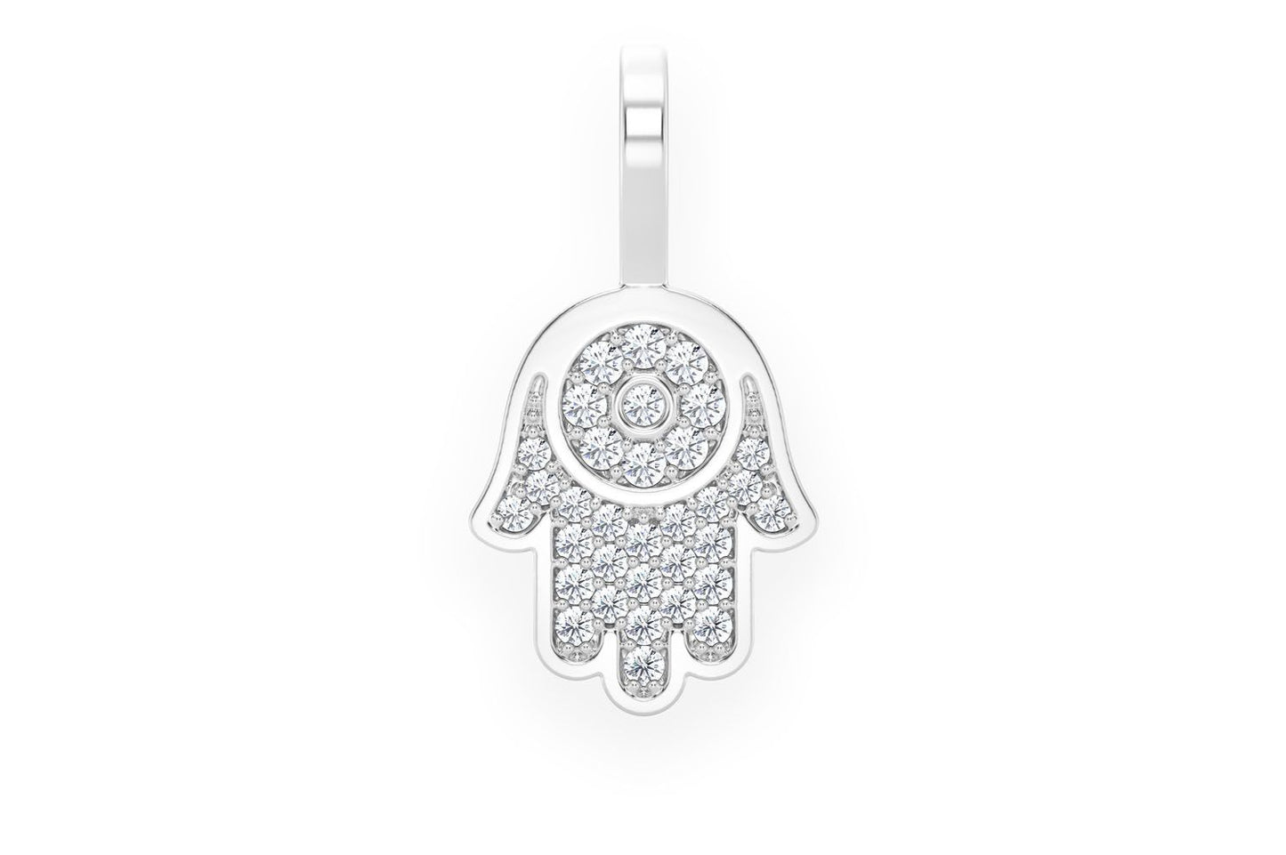 HAMSA DIAMOND PENDANT 14K SOLID GOLD 0.20CTW