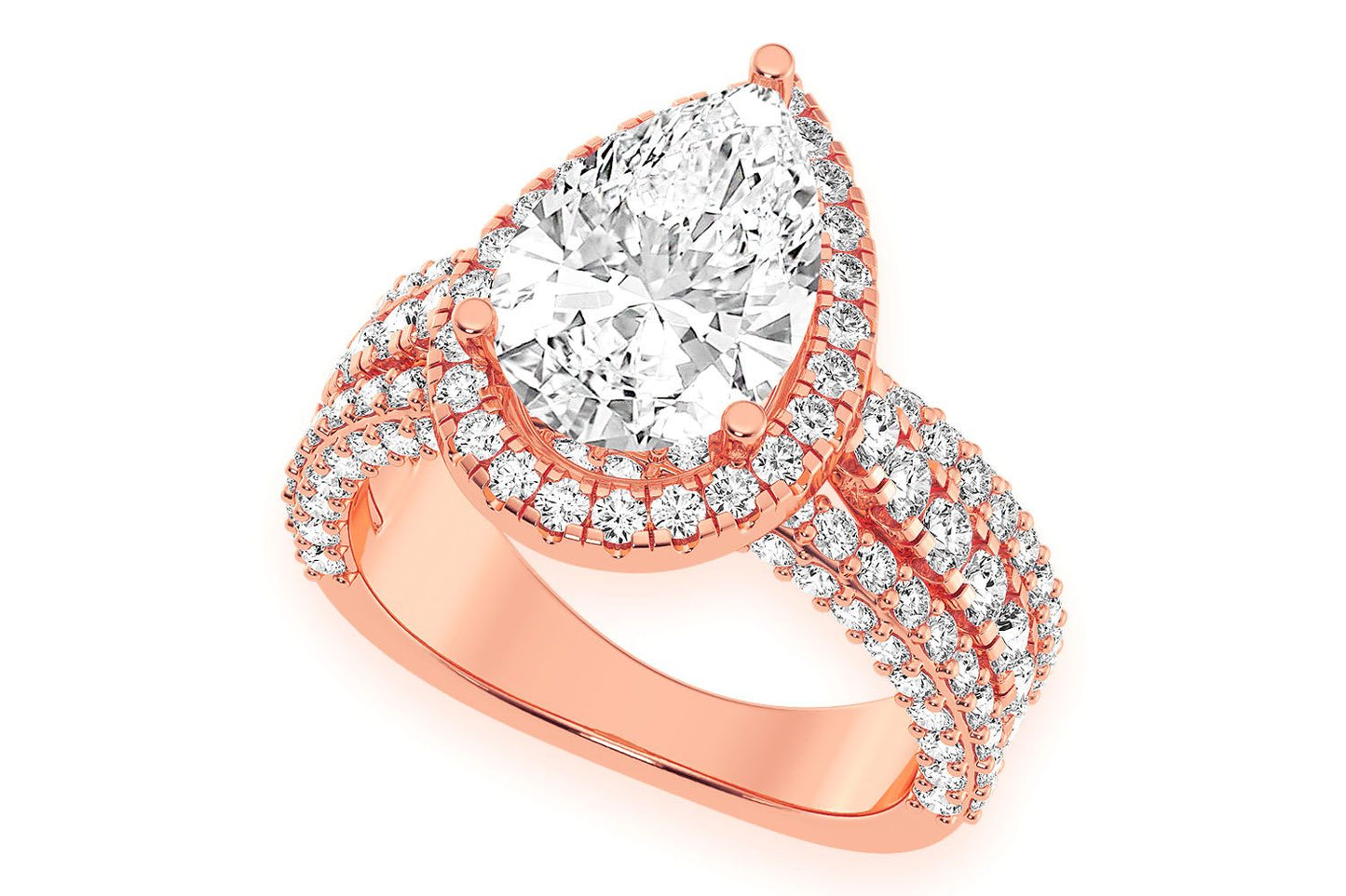 3.00CT PEAR SOLITAIRE - THREE ROW - DIAMOND ENGAGEMENT RING
