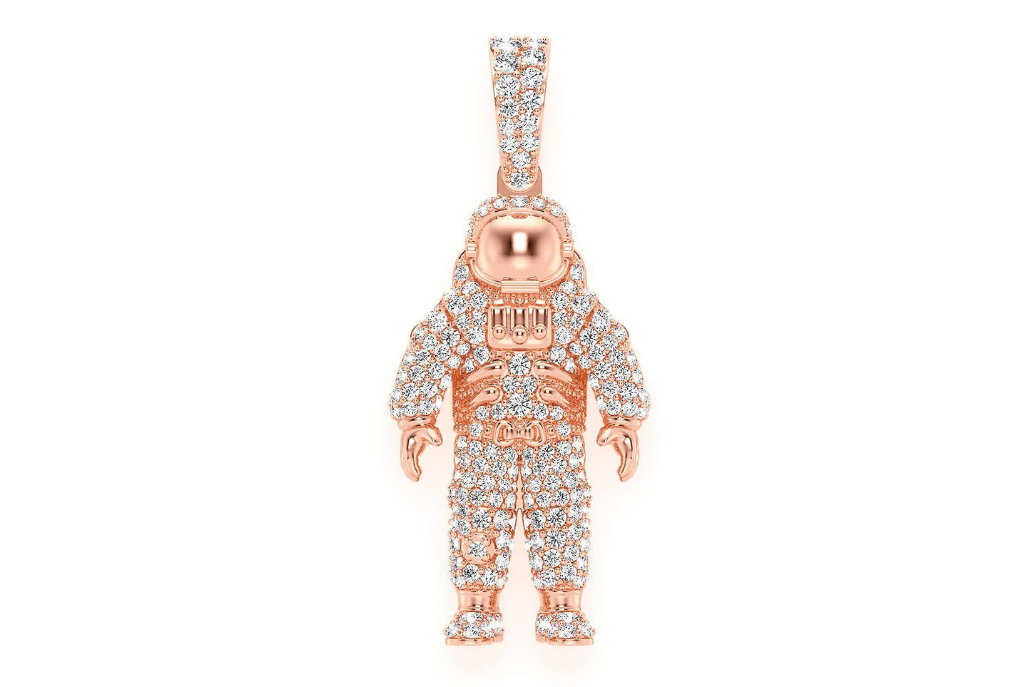 SPACE ASTRONAUT DIAMOND PENDANT 14K SOLID GOLD 1.00CTW