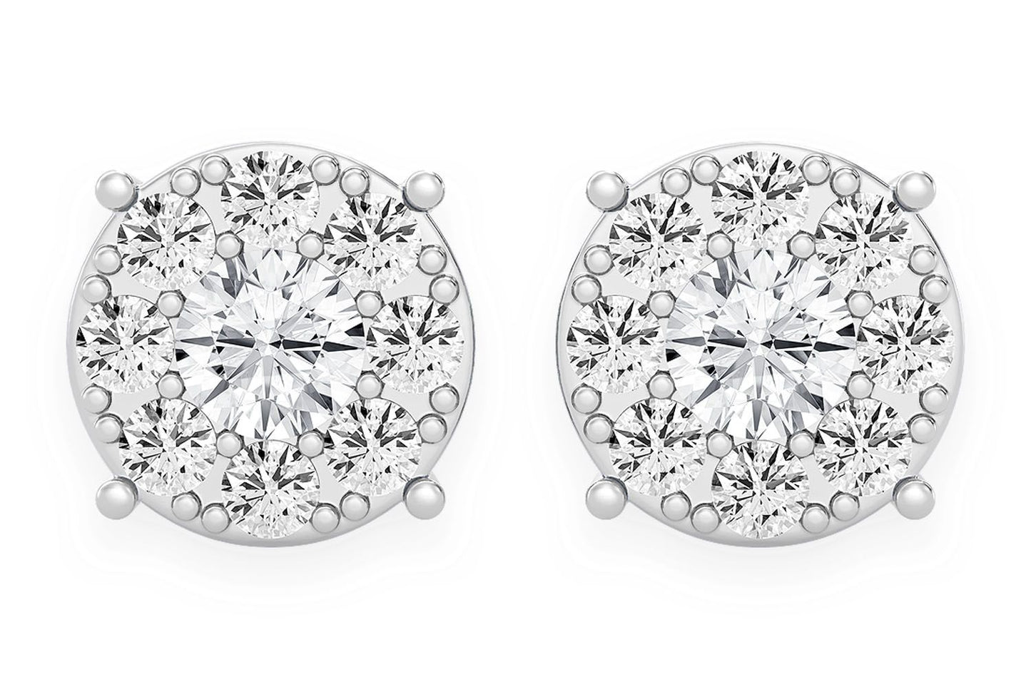 2.00CTW MOSAIC DIAMOND STUD EARRINGS 14K SOLID GOLD