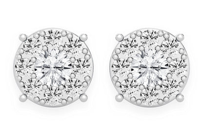 2.00CTW MOSAIC DIAMOND STUD EARRINGS 14K SOLID GOLD