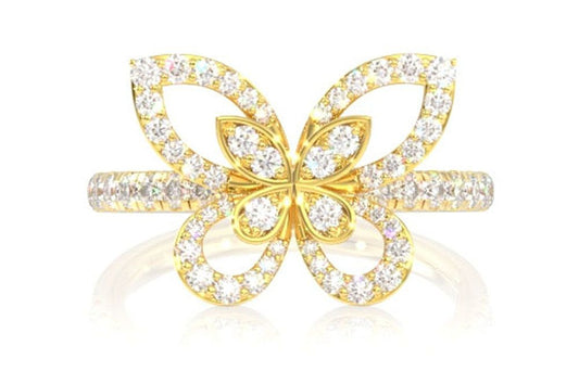 INEL CU DIAMANT FLUTURE, AUR MASIV DE 14K, 0.50CT