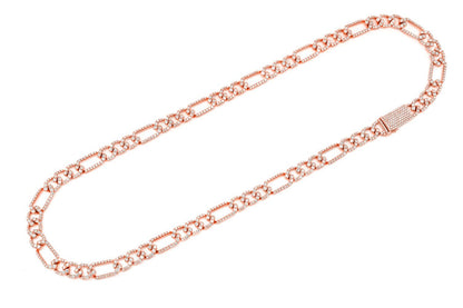 8MM FIGARO LINK DIAMOND NECKLACE 14K SOLID GOLD 17.00CTW