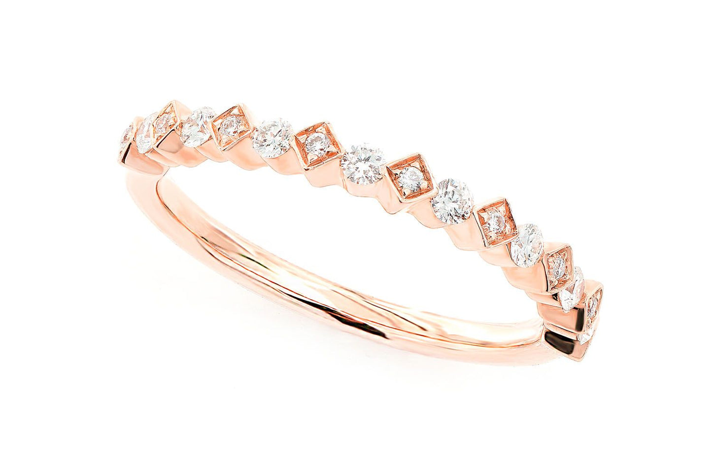 STACKABLE DIAMOND WEDDING BAND 14K SOLID GOLD 0.20CTW