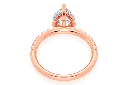 THINN - 2.00CT PEAR SOLITAIRE - ONE ROW UNDER HALO - DIAMOND ENGAGEMENT RING