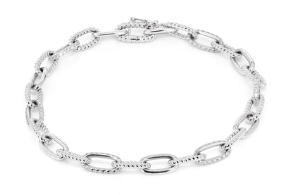 DIAMOND PAVE ENLONGATED ROLO LINK BRACELET 14K SOLID GOLD 0.70CTW