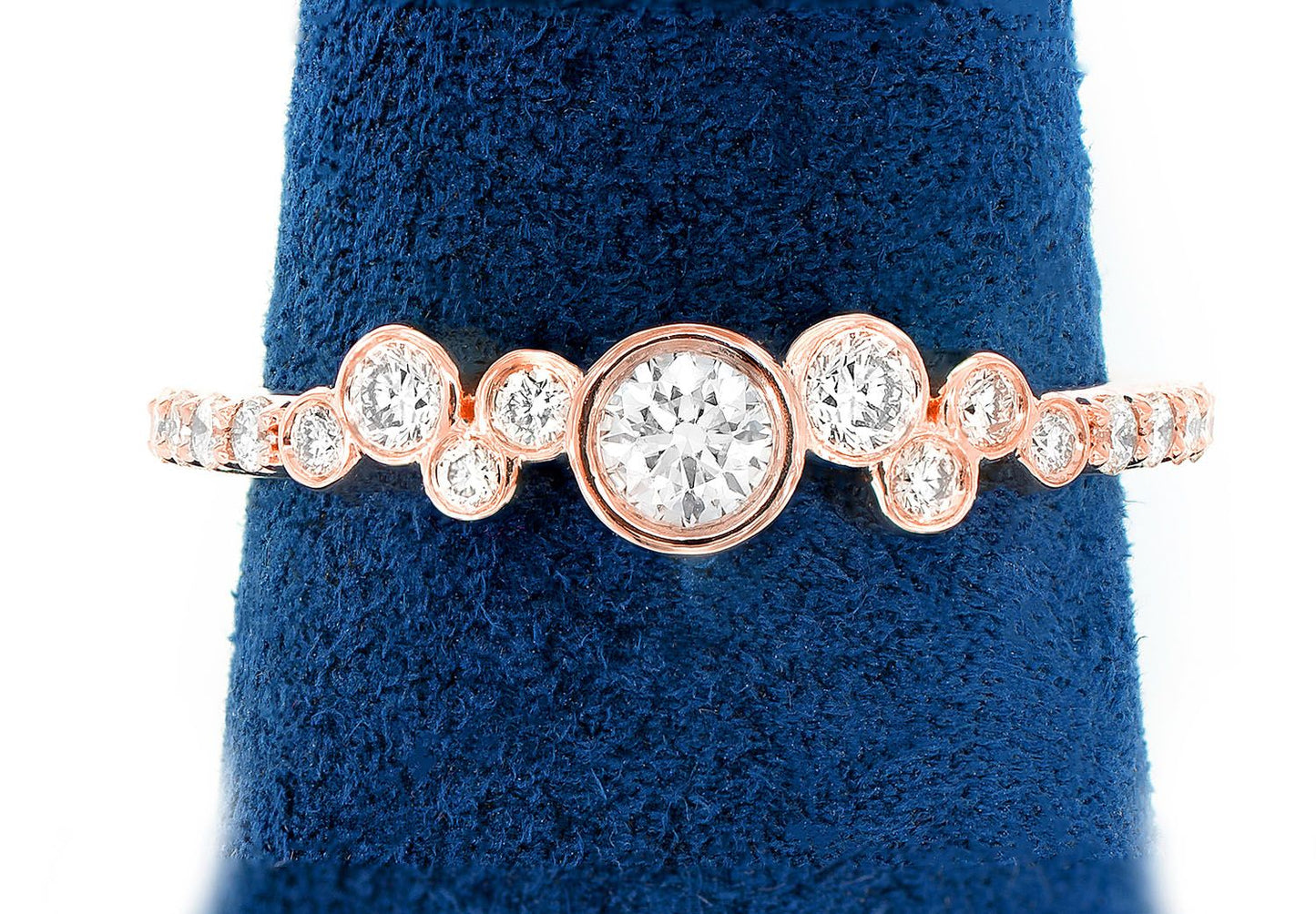 9 STONE GRADUATED BEZEL DIAMOND RING 14K SOLID GOLD 0.50CTW