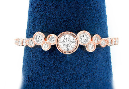 9 STONE GRADUATED BEZEL DIAMOND RING 14K SOLID GOLD 0.50CTW