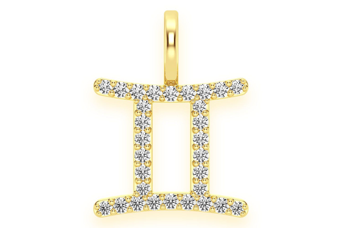 GEMINI ZODIAC DIAMOND PENDANT 14K SOLID GOLD 0.10CTW