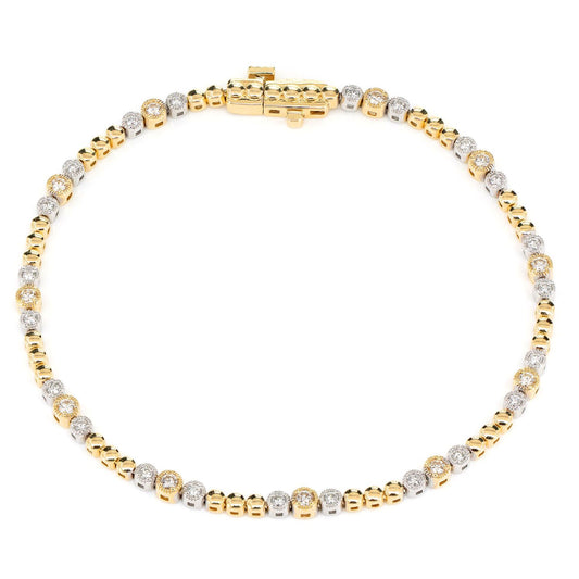 BEADED MILGRAIN TRIO DIAMOND BRACELET 14K SOLID GOLD 0.60CTW