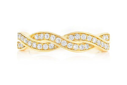 WEAVED STACKABLE DIAMOND BAND 14K SOLID GOLD 0.20CTW