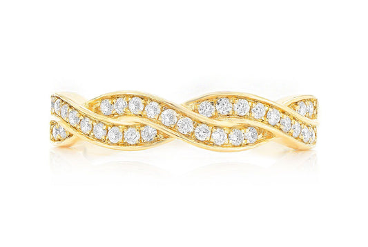 WEAVED STACKABLE DIAMOND BAND 14K SOLID GOLD 0.20CTW